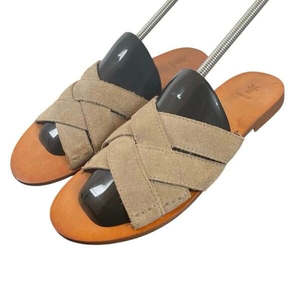 FRYE SANDALS CARLA CRISS CROSS OPEN TOE CASUAL SLIDE ASH SZ 7 AESTHETIC BOHO - Picture 13 of 16